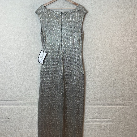 NWT Connected Apparel Womens Mushroom Gold Cowlneck Metallic Dress SIZE 12 - Picture 6 of 8